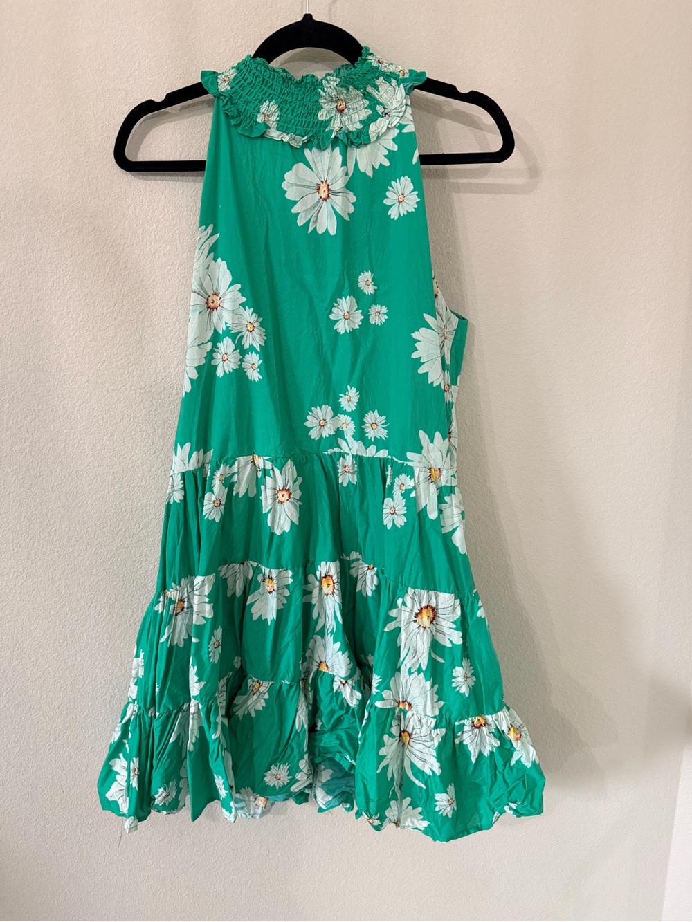 Alexia Admor Green Daisy Halter Tiered Dress